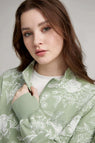 Chandail demi-zip unisexe en coton ouaté - Floral vert laurier / TPetit - Chandail demi-zip Femme