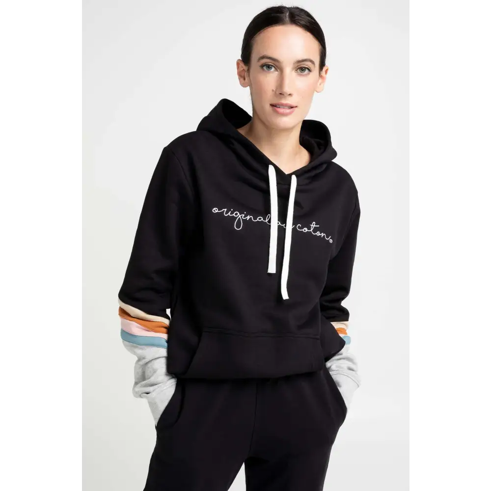 Hoodie unisexe bandes colorées - Original Au Coton